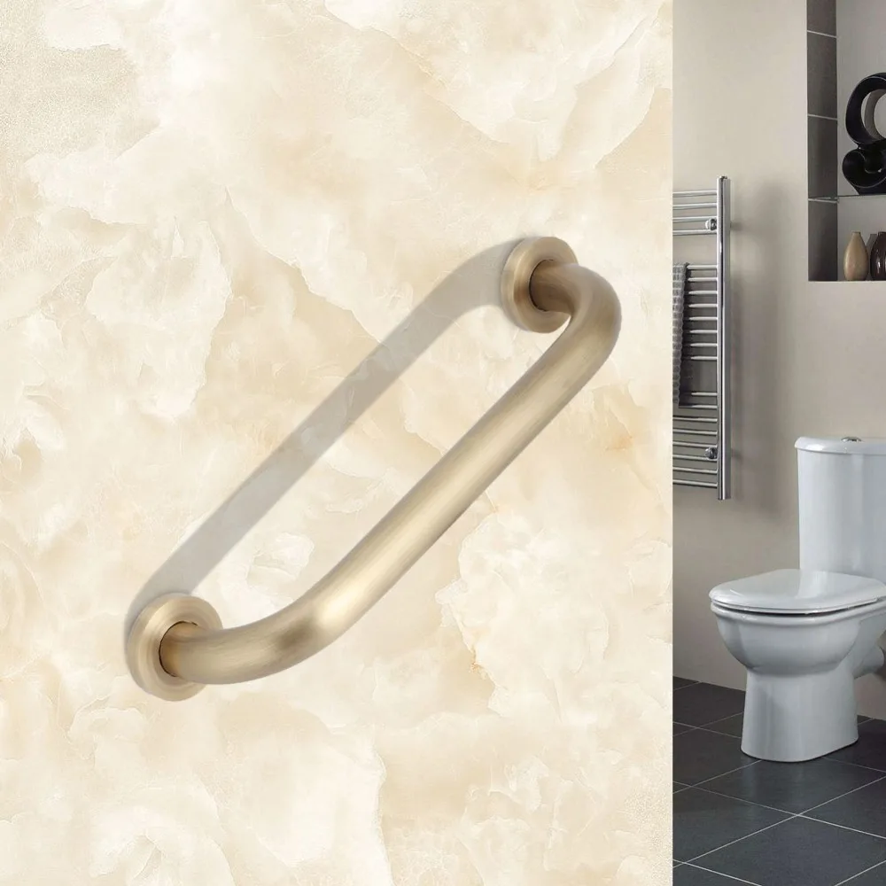 Brass Safety Bathtub Hand Bar Wall Mounted Balance Support Grab Bar Non-Slip Brushed Finish Bathroom Safety Handle For Elderly