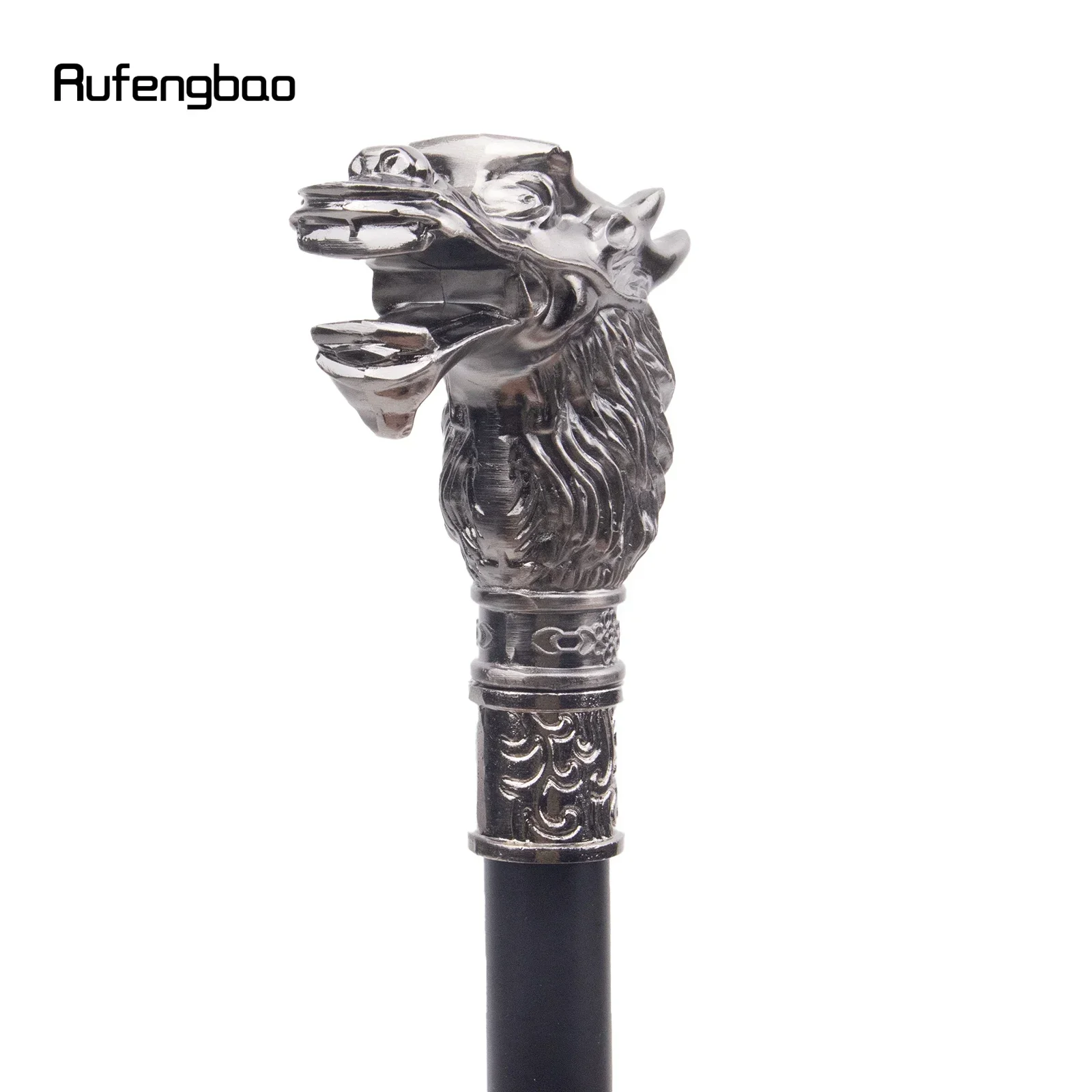 Silver Dragon Head Single Joint Fashion Walking Stick Decorative Vampire Cospaly Party Walking Cane Halloween Crosier 93cm