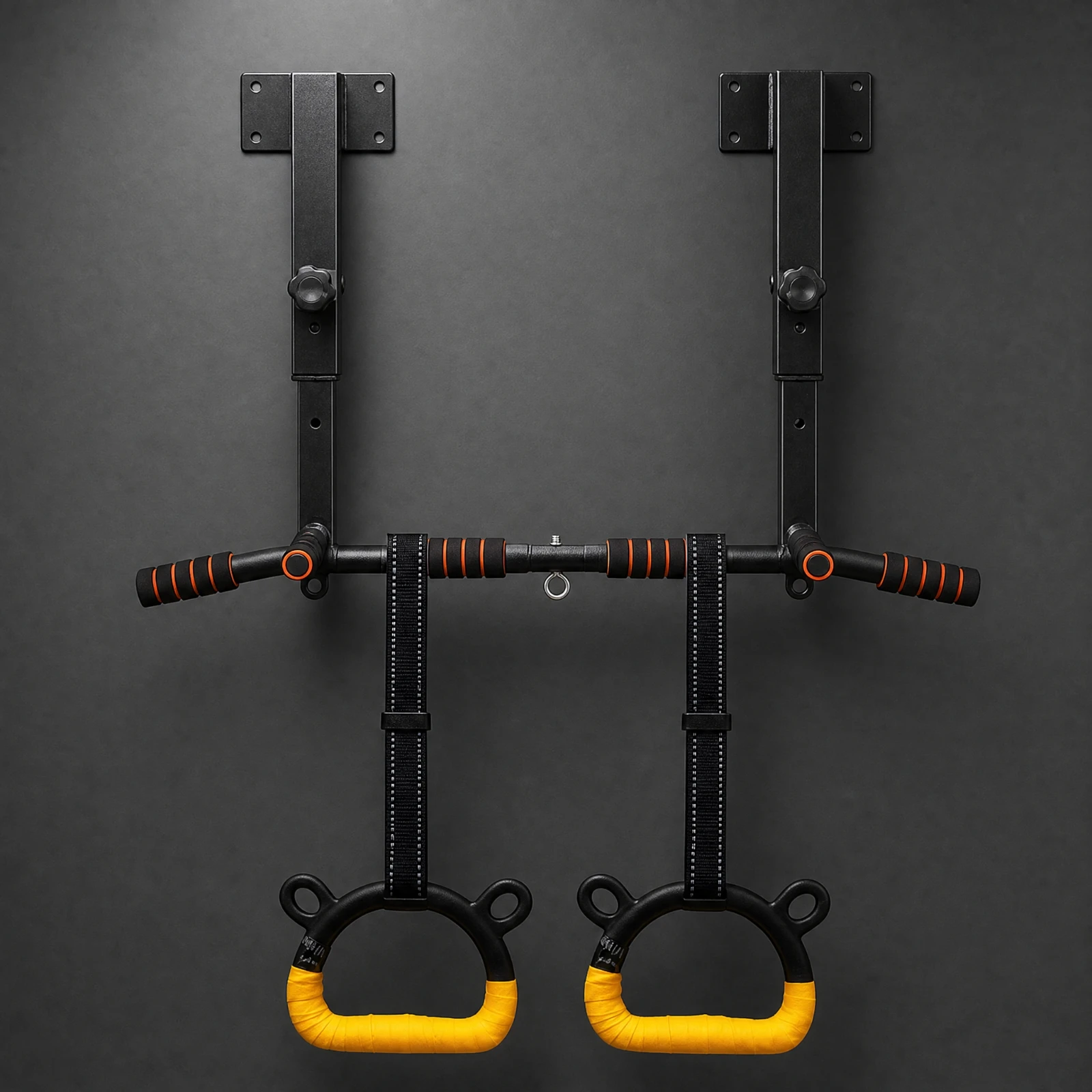Wall-Mounted Pull-up Bar Ergonomic Wall Pull-up Bar with Gymnastic Rings Fitness Equipment Space Saving High Weight Capacity
