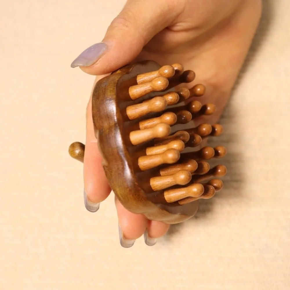 

Multi-Functional Massage Comb Sandalwood Guasha Scraping Body Massager Circular Tooth Smooth Hair Scalp Head Massager Face Eye