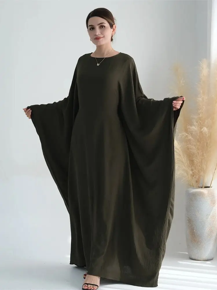 Vestido Kaftan Ramadan para mulheres, Eid Crepe, Batwing, Abaya Modest Butterfly, Dubai, Jersey muçulmano de luxo, Hijabs, Kebaya Vestidos, 2024