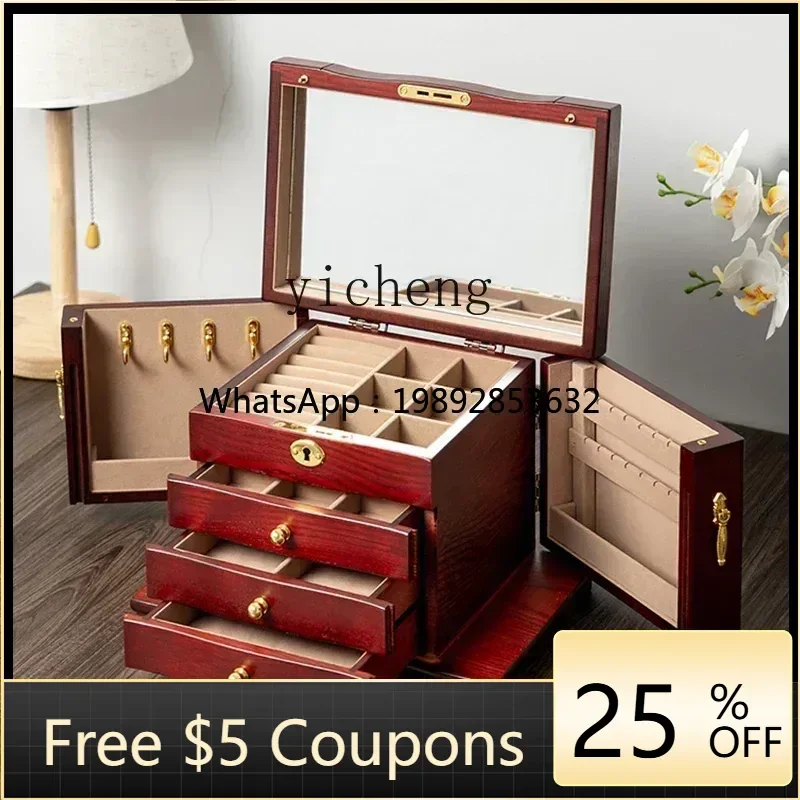 ZJ Solid wood jewelry box storage box high-end exquisite wooden compound gift practical box