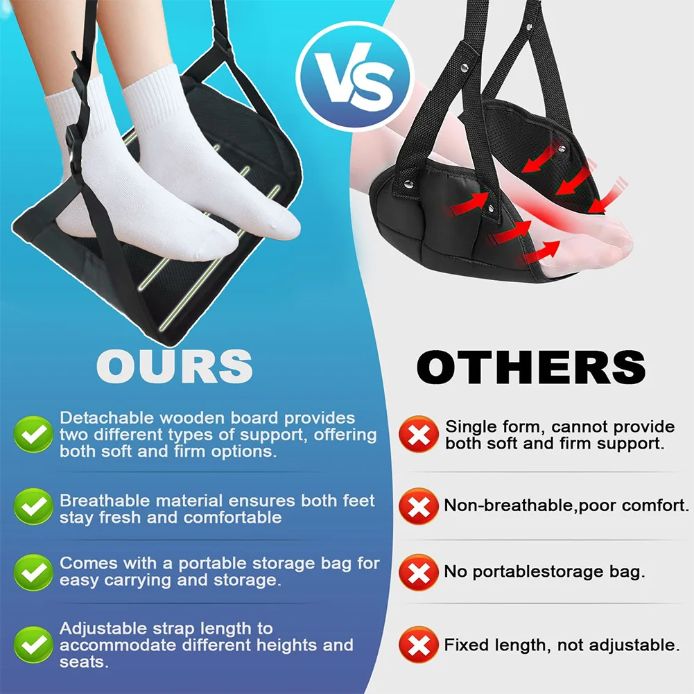 Aircraft Hammock Support Plate Lightweight Leg Hammock Pillows Leg Support Foot Pad for Long Travel Foot Leg Rest