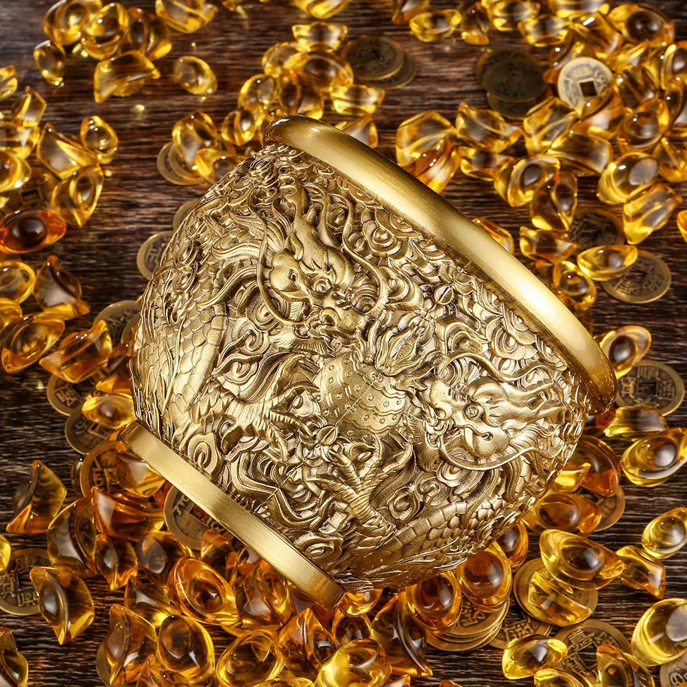 

Large Brass Basin Decoration for Home Office Desktop Centerpiece Feng Shui Wealth Bowl Chinese Style Ornament