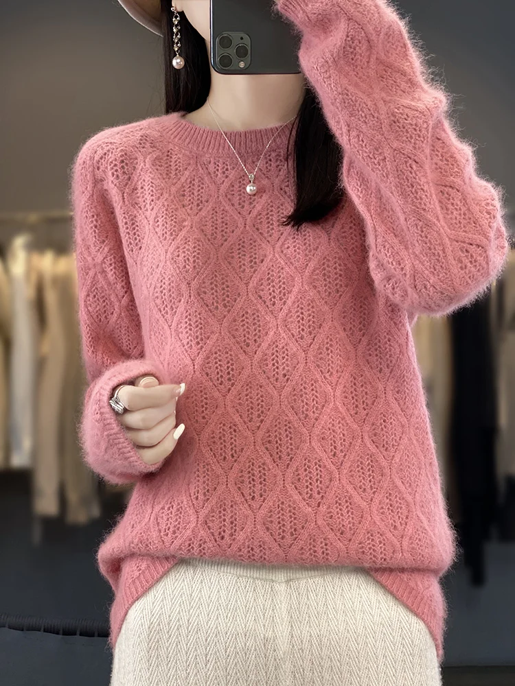 Autumn Winter Women 100% pure Mink Cashmere Sweater New Thicken Pullovers Fashion Knit Jumper Warm Large Size Tops Female Jacket