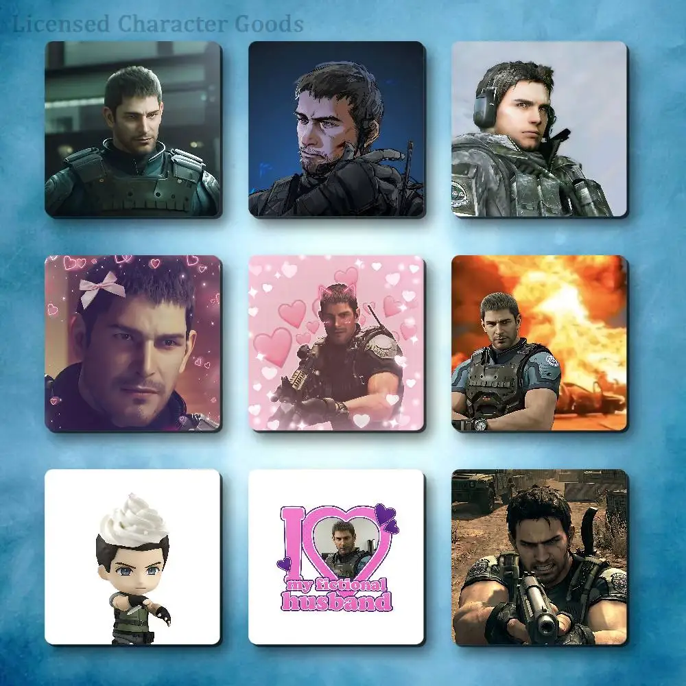Chris R-Redfield Refrigerator Magnets Square Tiles with Magnetic Sheets Printed for Decoration Collect 55mm