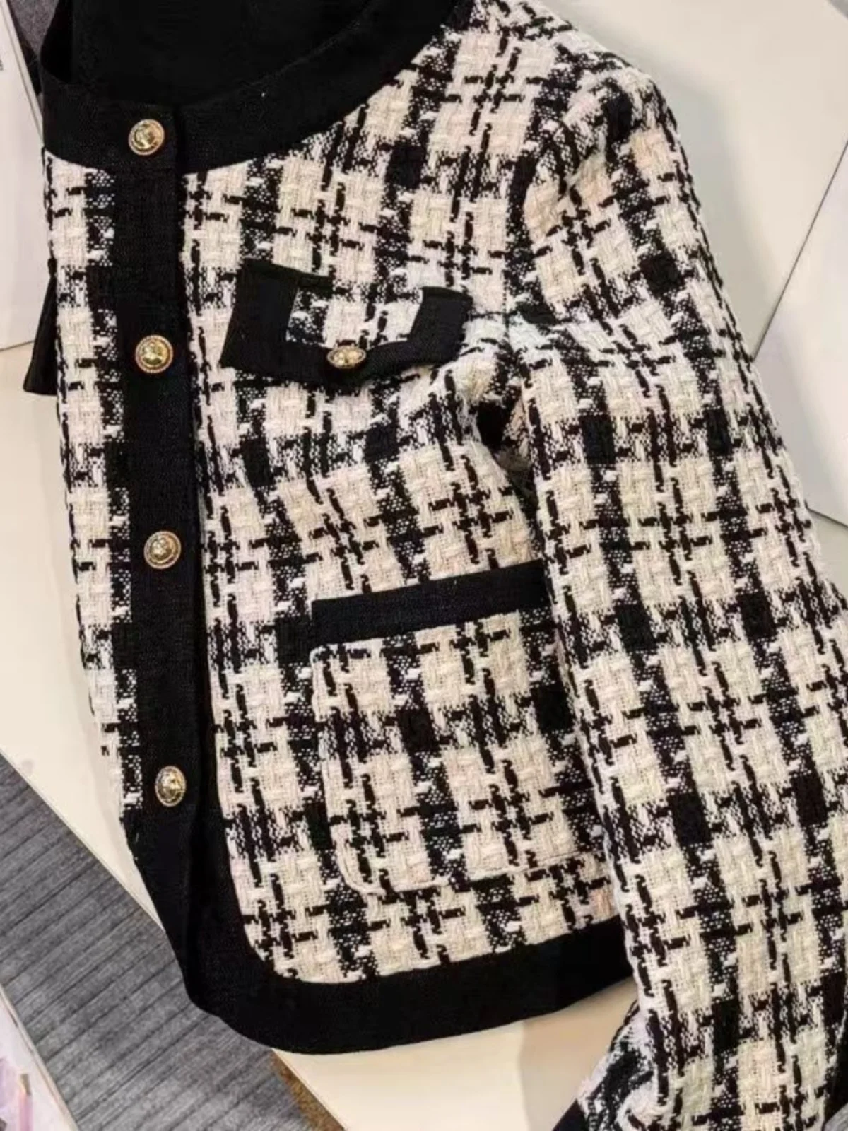 

Ele Plaid ort Coat Women's Casual Sle Autumn Winter New Arrival High Quali Commute Faion Polyester Fiber Long Sve