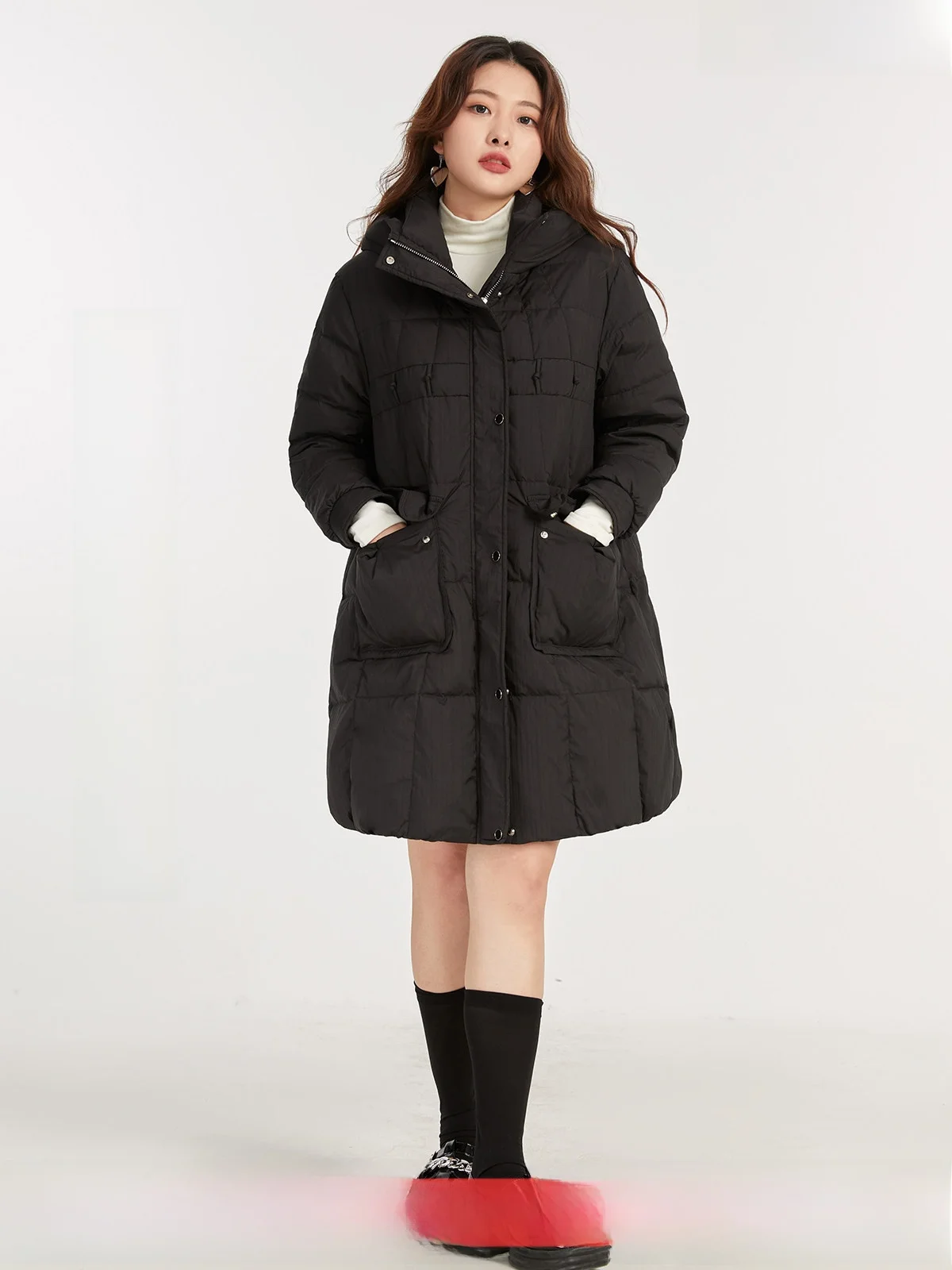 

Утепленная женская куртка-пуховик большого размера с капюшоном, средней длины, повседневная, модная, для полных женщин