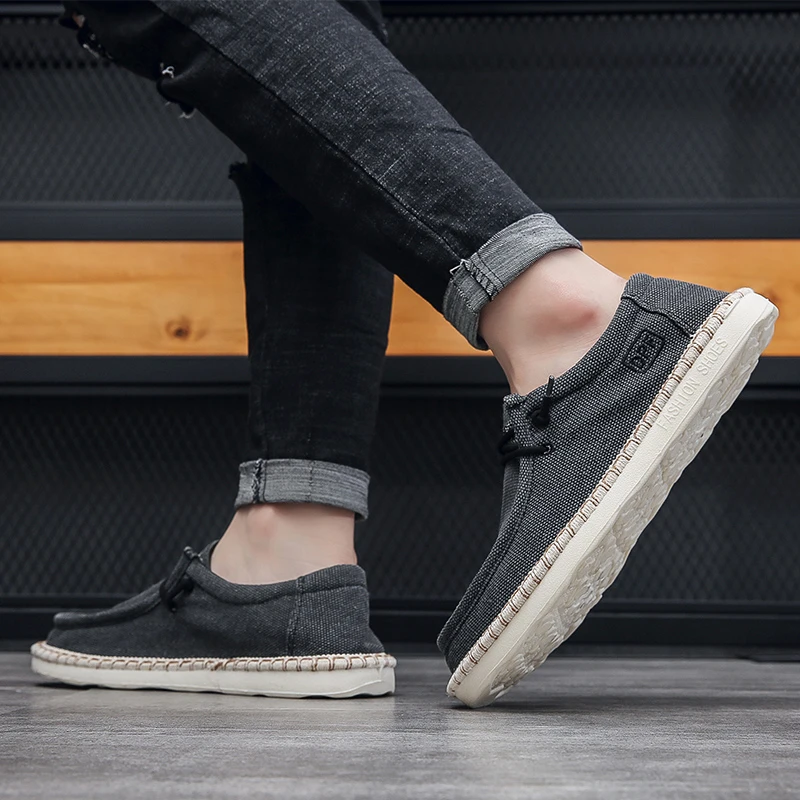 

Breathable Cotton Linen Woven Spring Low Cut Casual Shoes Fashionable Flat Rubber Sole Anti Odor Absorbent Trendy Unisex Snea...