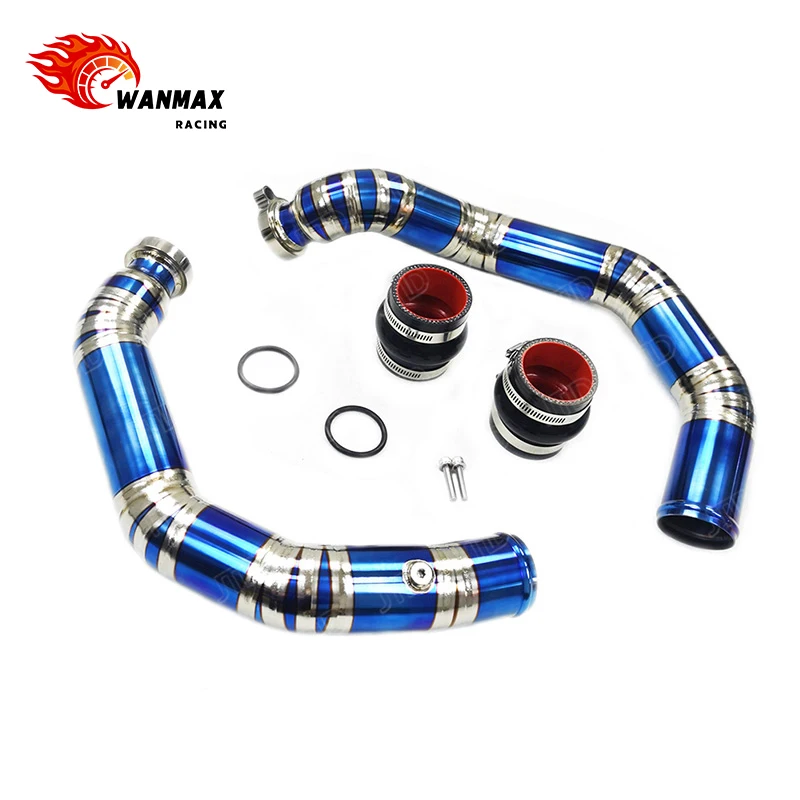 High Performance Charge Pipe for BMW M3 M4 M2C F80 F82 F87 S55, Direct Fit TIG Welded Aluminum with Silicone Hose