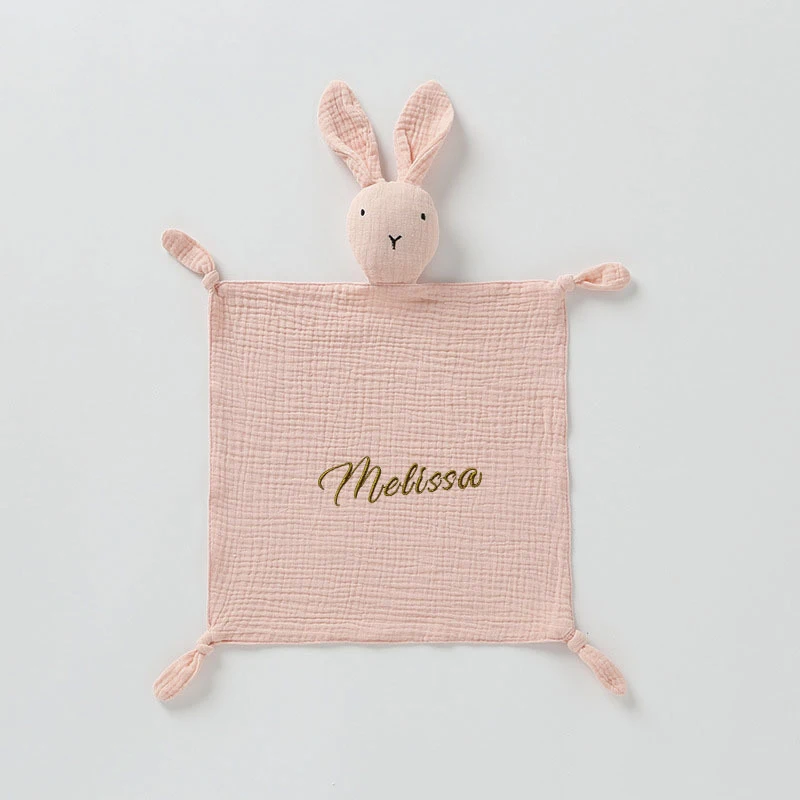 Soft Cotton Newborn Baby Muslin Comforter Blanket Baby Sleeping Rabbit Dolls Handkerchief Infants Soothe Appease Towel Bibs