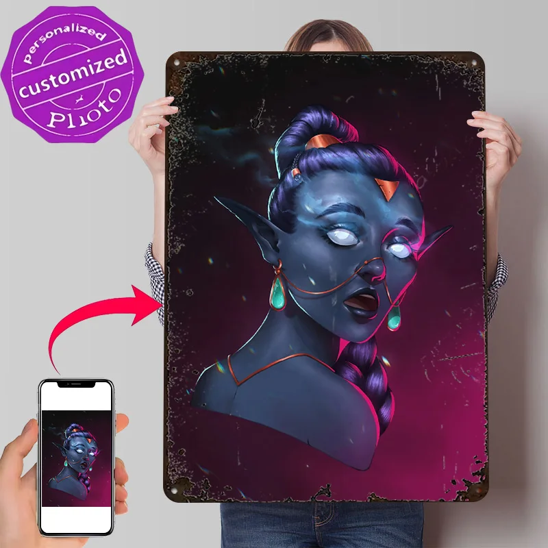 Bewitched Night Elf Poster Retro 3D Printed Metal Signs Customized Wall Hanging Gift for Gaming Room Decoration Cozy Home Decor