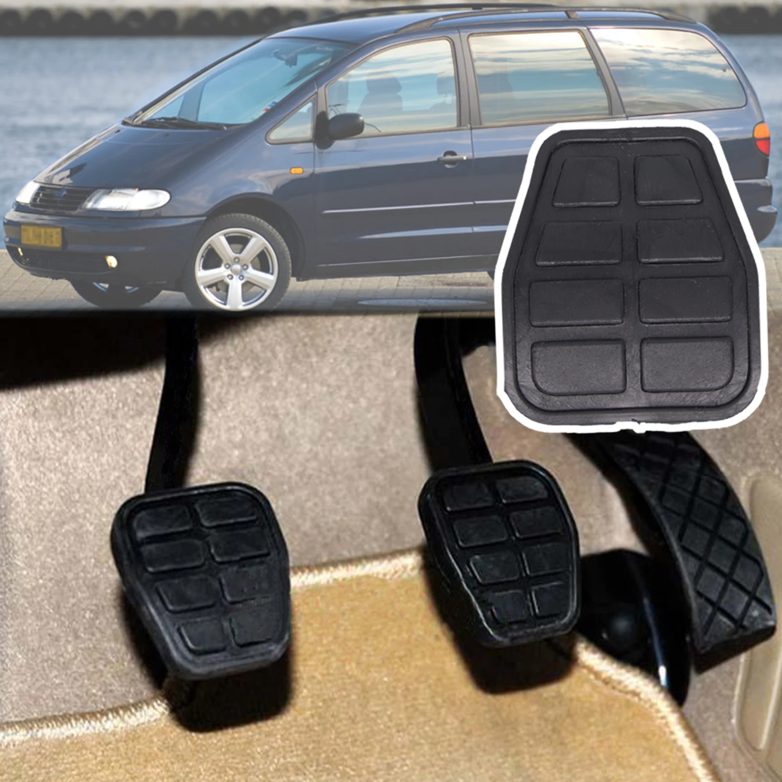 For VW Sharan 7M 1996 - 2002 2003 2004 2005 2006 2007 2008 2009 2010 Rubber Brake Clutch Foot Pedal Pad Covers 321721173 7213141