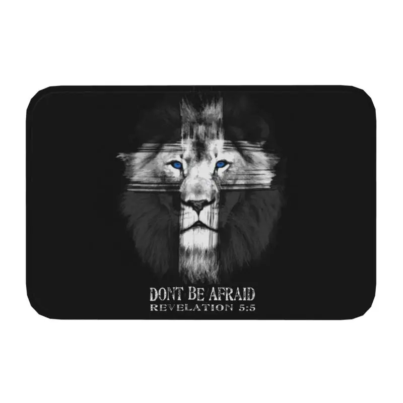 Cool Lion Of Judah Jesus Cross Kitchen Bath Mats Anti-Slip Christian Faith Doormat Bedroom Balcony Entrance Rug Carpet Footpad