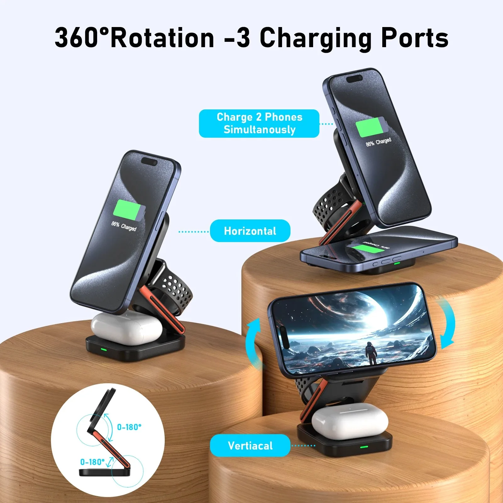 

3in1 New Magnetic Wireless Charger For iPhone 15 14 13 12 Pro Max/Mini/Plus/ iWatch/Airpods Foldable Wireless Charging Station