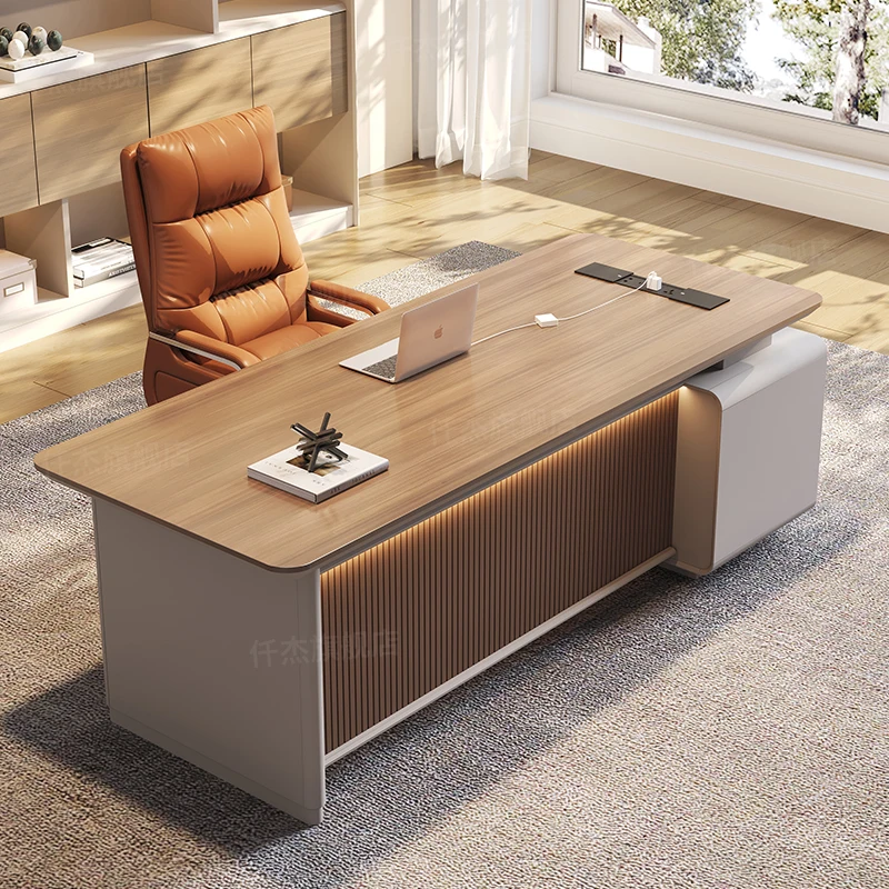 

*Boss's Light Luxury Modern Executive Manager's Desk President's Computer Desk Panel Design Office Chair Combination