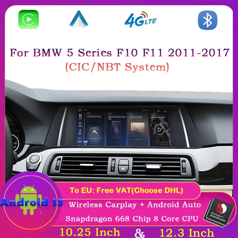 

Android 13 Snapdragon 668 Car Radio Stereo Video Multimedia Player for BMW 5 Series F10 F11 2011-2017 Wireless carplay