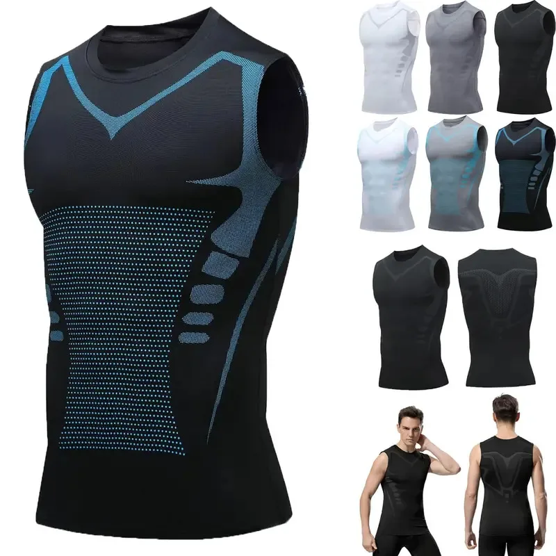 

Summer Cool Men Shaping Vest Sleeveless Shirt Tight Compression Shapewear Shirts Tank Tops Body Shaper Breathable Ice Silk Vest