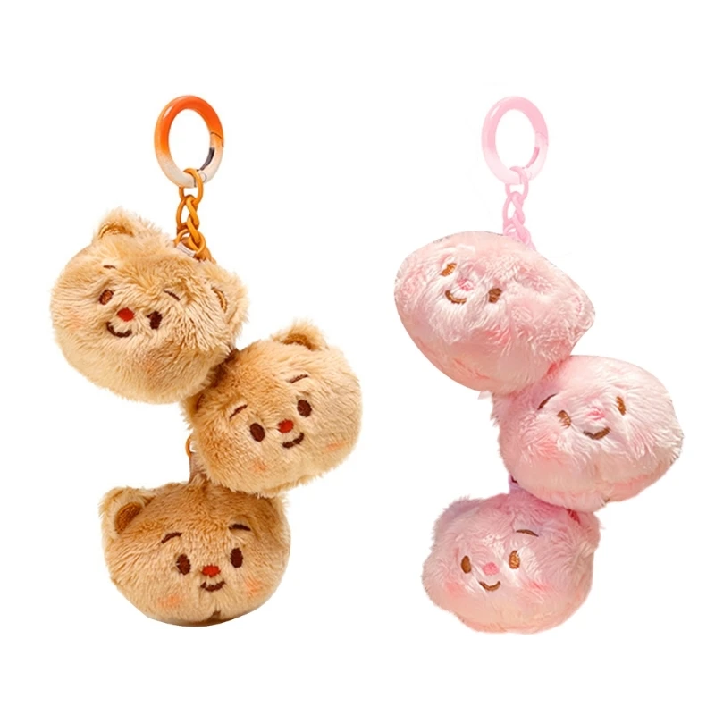 Lovely Cream Bear Plush Keychain for Bag Ornament Women Handbag Decoration School Student Backpack Plush Animal Pendant