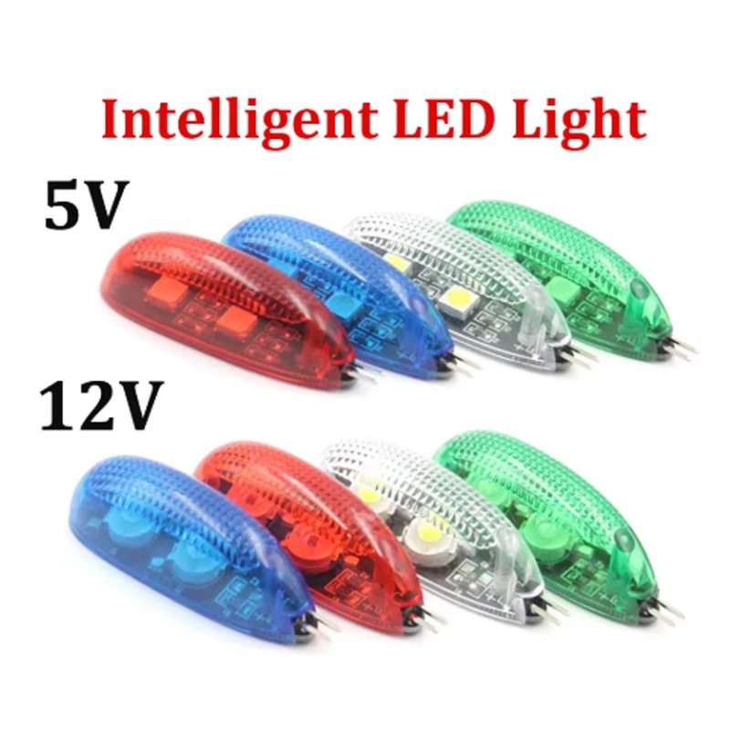 RC Led Light 5V 12V Intelligent LED Night Flight Navigation Searching Light Red Green Blue White for Fixed Wing Quadcopter Lamps