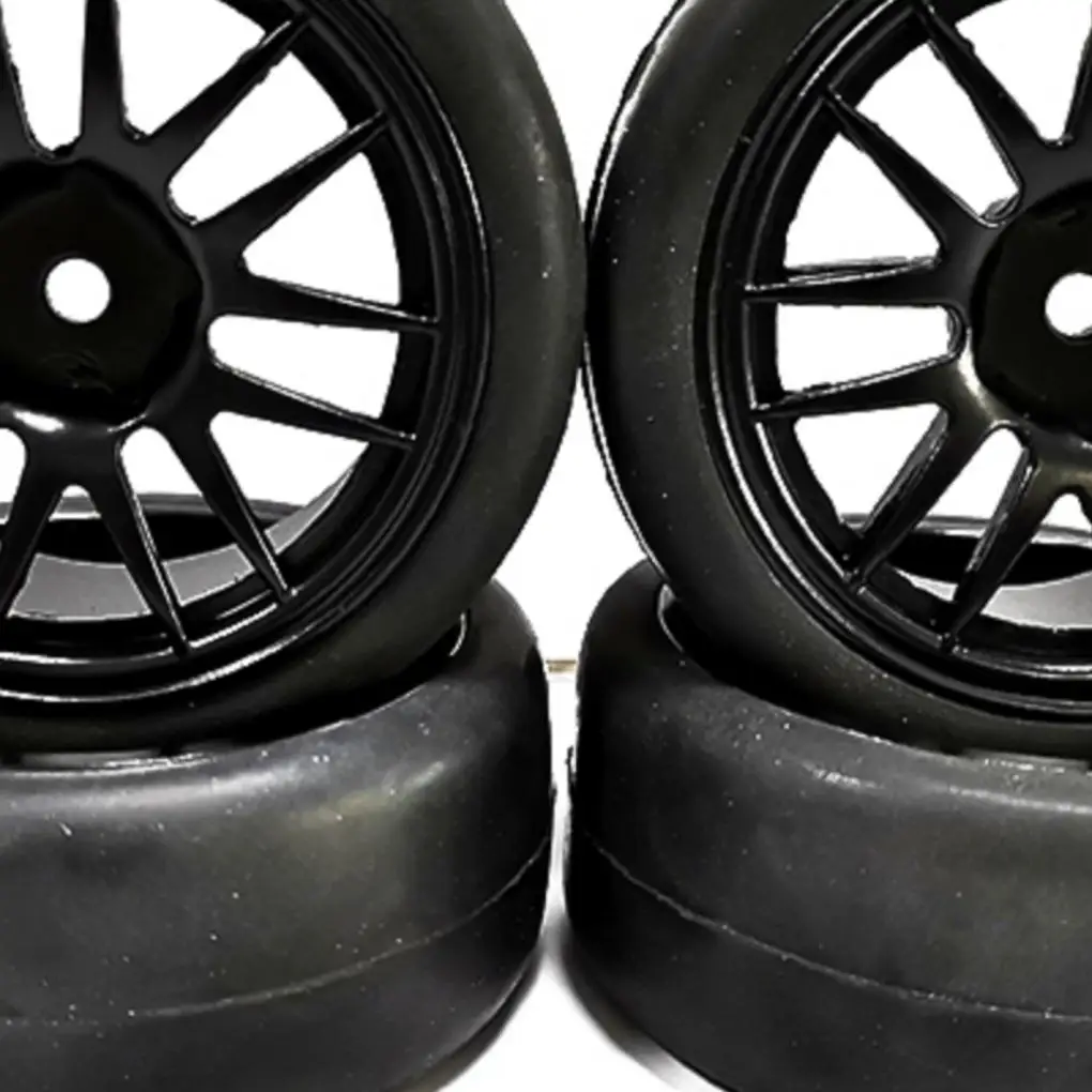 ล้อแม็กซ์ 4 ชิ้น ขนาด 1/10 พร้อมยาง อะไหล่แต่งรถบังคับวิทยุ วัสดุพลาสติก ทนทานต่อการสึกหรอ สำหรับรถบังคับวิทยุ WPL D12