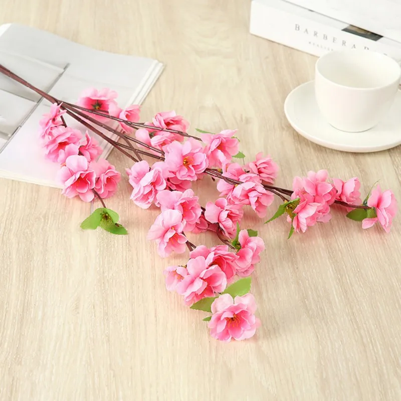Artificial Cherry Plum Peach Blossom Branch Fake Silk Flower Tree Home Dec Table Decoration Christmas Valentine's Day Gifts