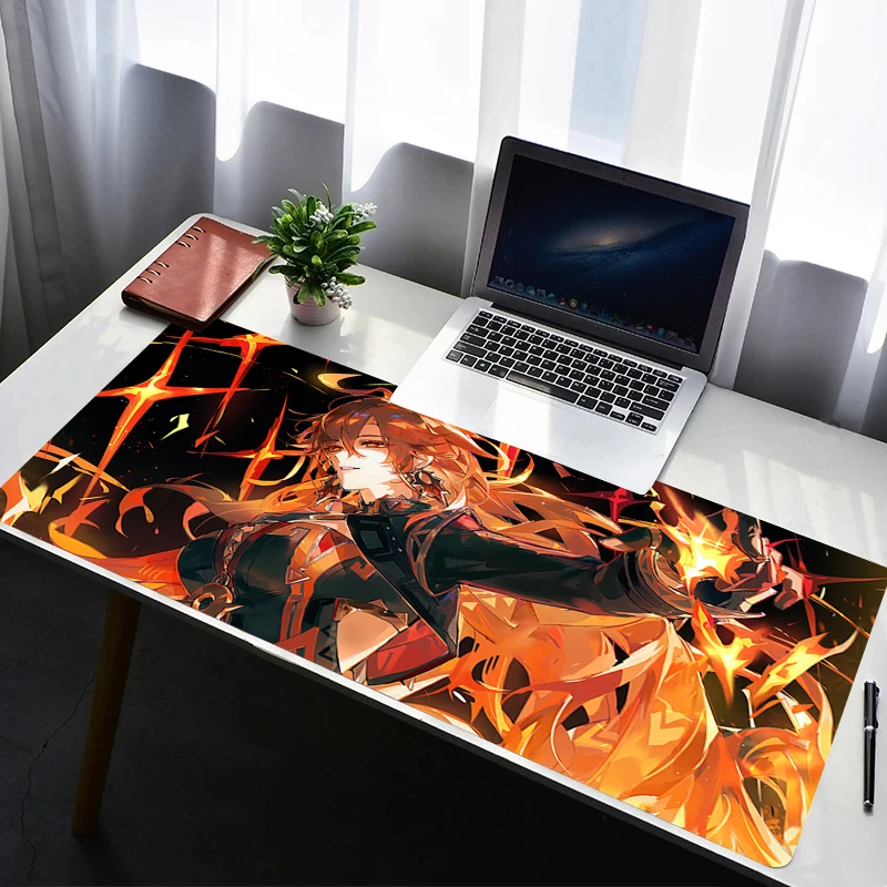 Mouse Pad Laptop Non Slip Extended Desktop Mouse Mat PC Rubber Keyboard Pad Gaming Accessories G-genshin Impact Mavuika Mousepad