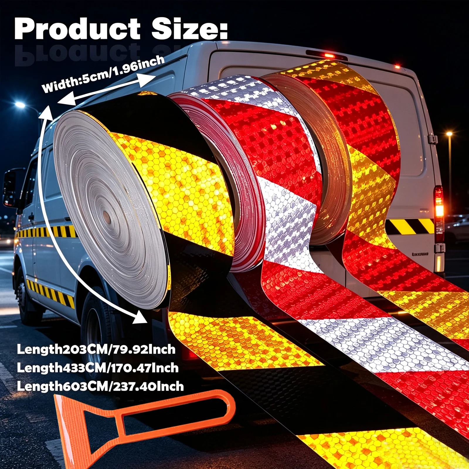 5CM Diagonal Reflective Tape Outdoor Waterproof Conspicuous Strong Adhesive Reflective Tape Warning Safety Tape