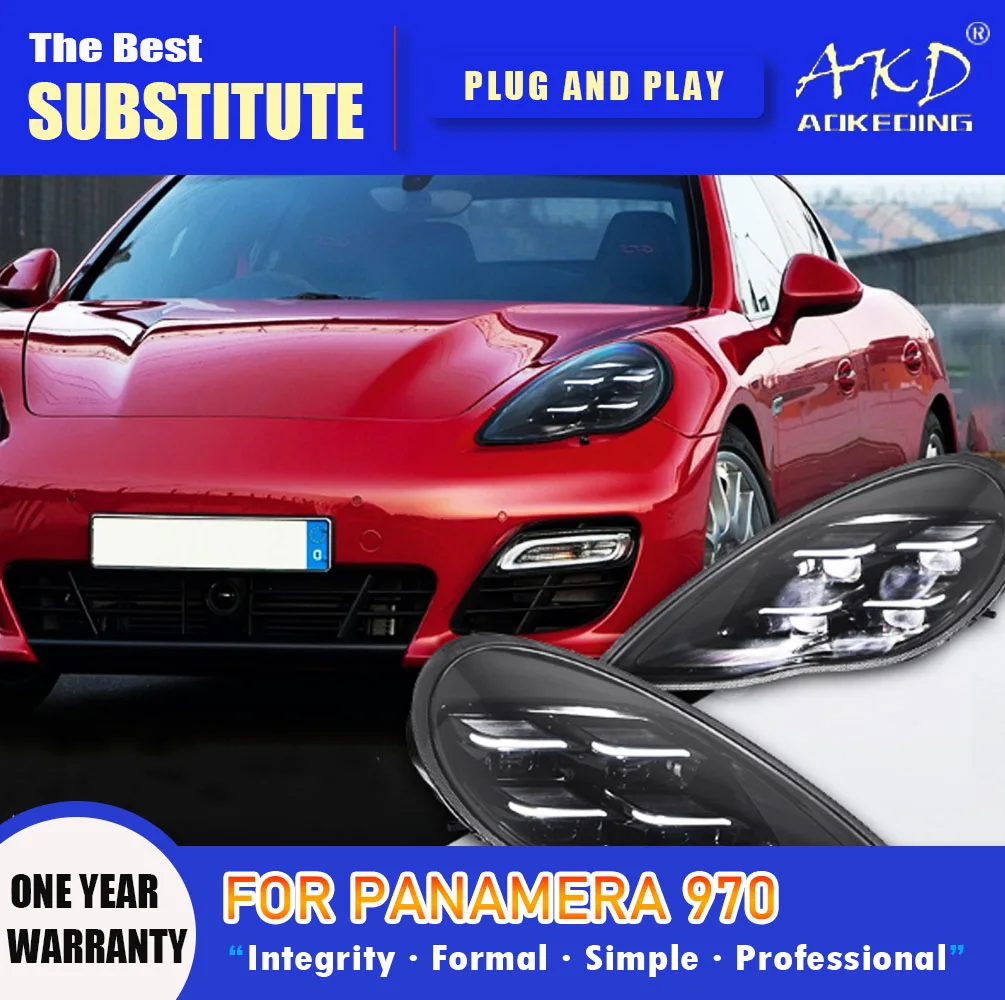AKD Head Lamp for Porsche Panamera 970 LED Headlight 2010-2017 Headlights 970.1 DRL Turn Signal High Beam Angel Eye Projector