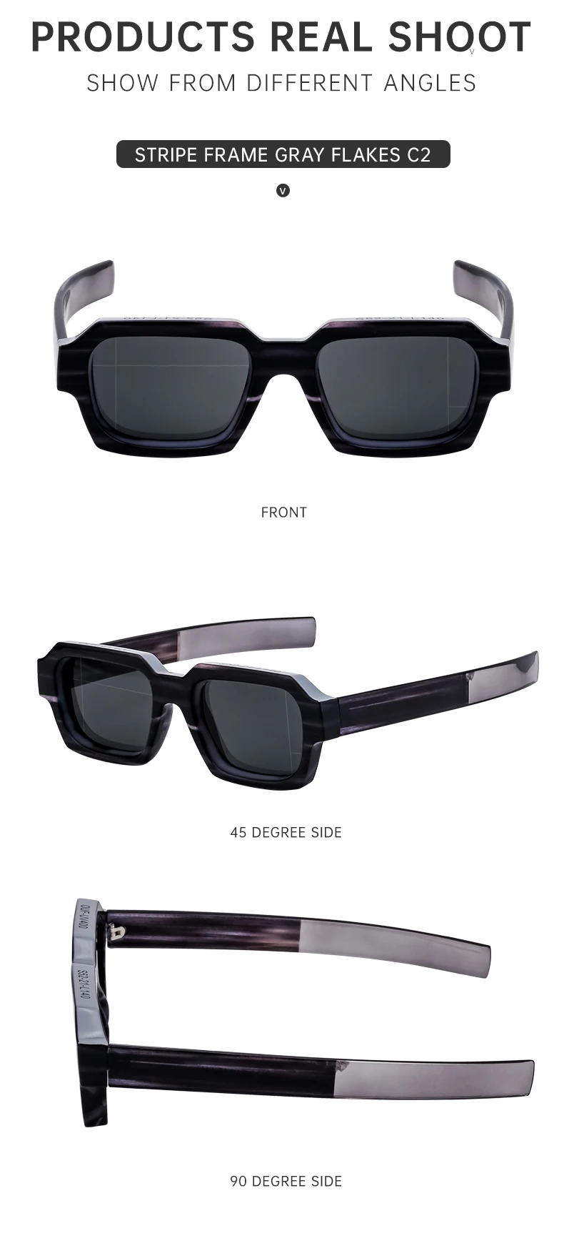 Vintage quadratische Punk Sonnenbrille Männer Frauen Luxusmarke Mode Rechteck Sonnenbrille für männliche zweifarbige Brillen mit dickem Rahmen – Detail 13