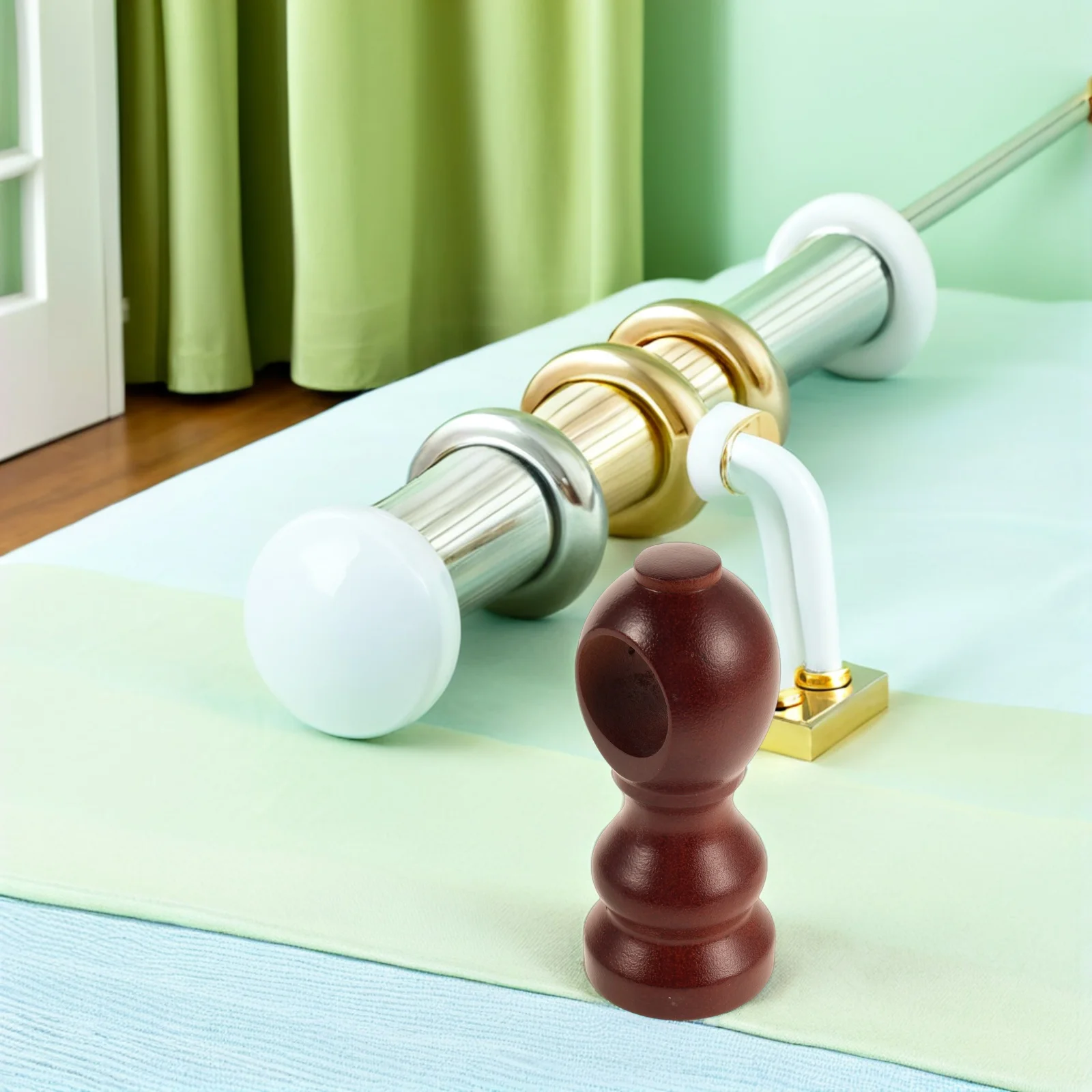 

2Pcs Wooden Curtain Rod Brackets Heavy Duty Support for Drapery Rods Roman Rod Holder Diameter 28Mm Wall Mounted Window Curtain