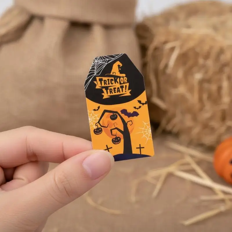 48Pcs Halloween Pumpkin Ghost Paper Tags Holiday Hanging Labels For Gift Package Party Decoration Bookmarks Use Home Decor