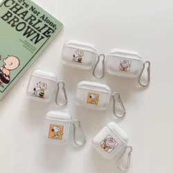 Cute Snoopy Charlie Brown Earphone Case For AirPods 1 2 3 Pro 2021 Wireless Bluetooth Headset Protective Clear Soft TPU Cover