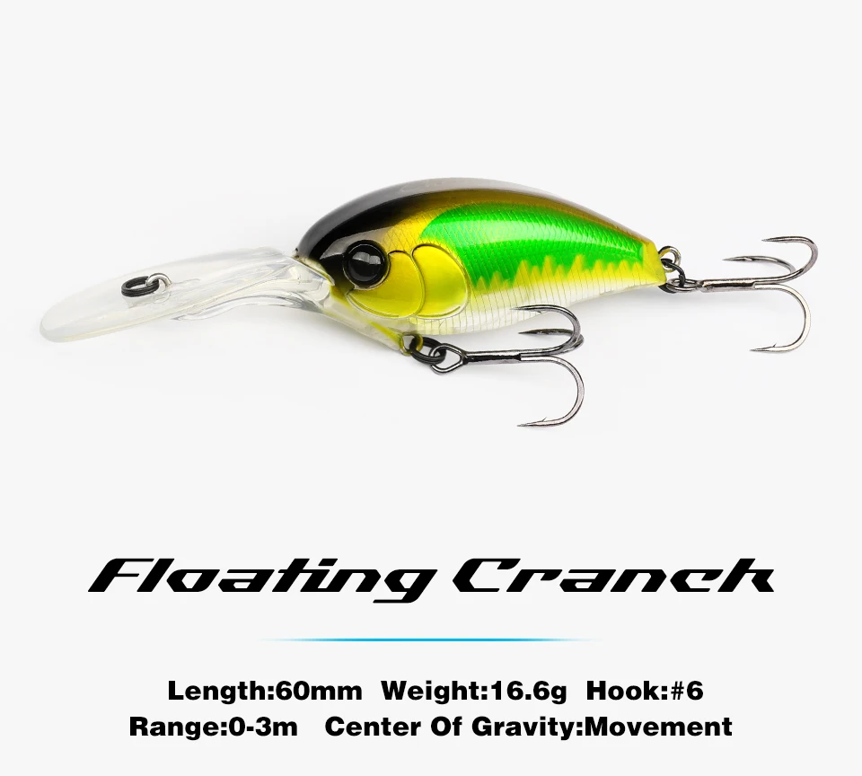 TSURINOYA 60F Kurbelköder Angelköder 60 mm 16,6 g CHASER 0–3 m langer Wurf schwimmender künstlicher harter Köder Bass Pike Ajing Kurbel – Detail 3