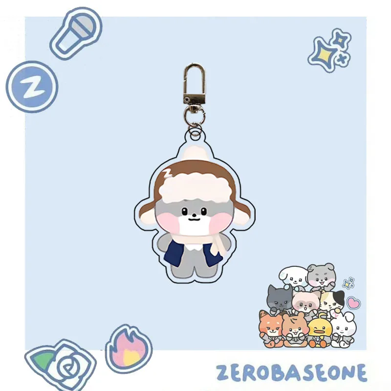 KPOP ZB1 Winter Cartoon Keyring ZhangHao HanBin JiWoong GunWook GyuVin Acrylic Cute Keychain Pendant Bag Accessories Fans Gift