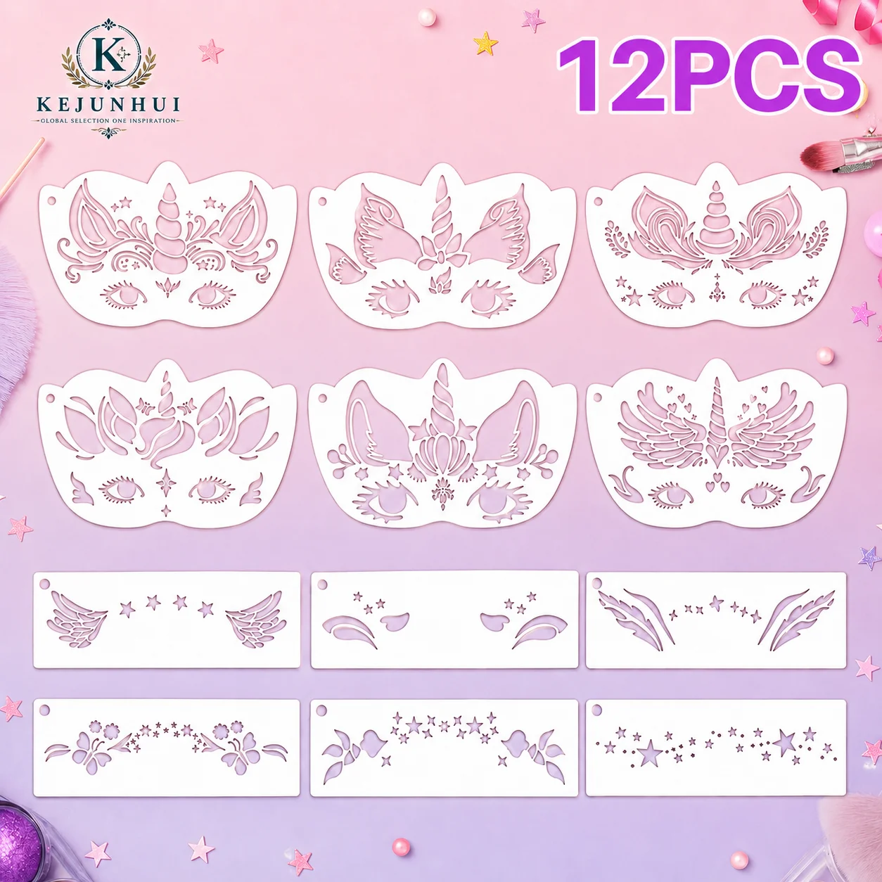 Art Craft Halloween - 12 Stencil per Trucco Viso Riutilizzabili