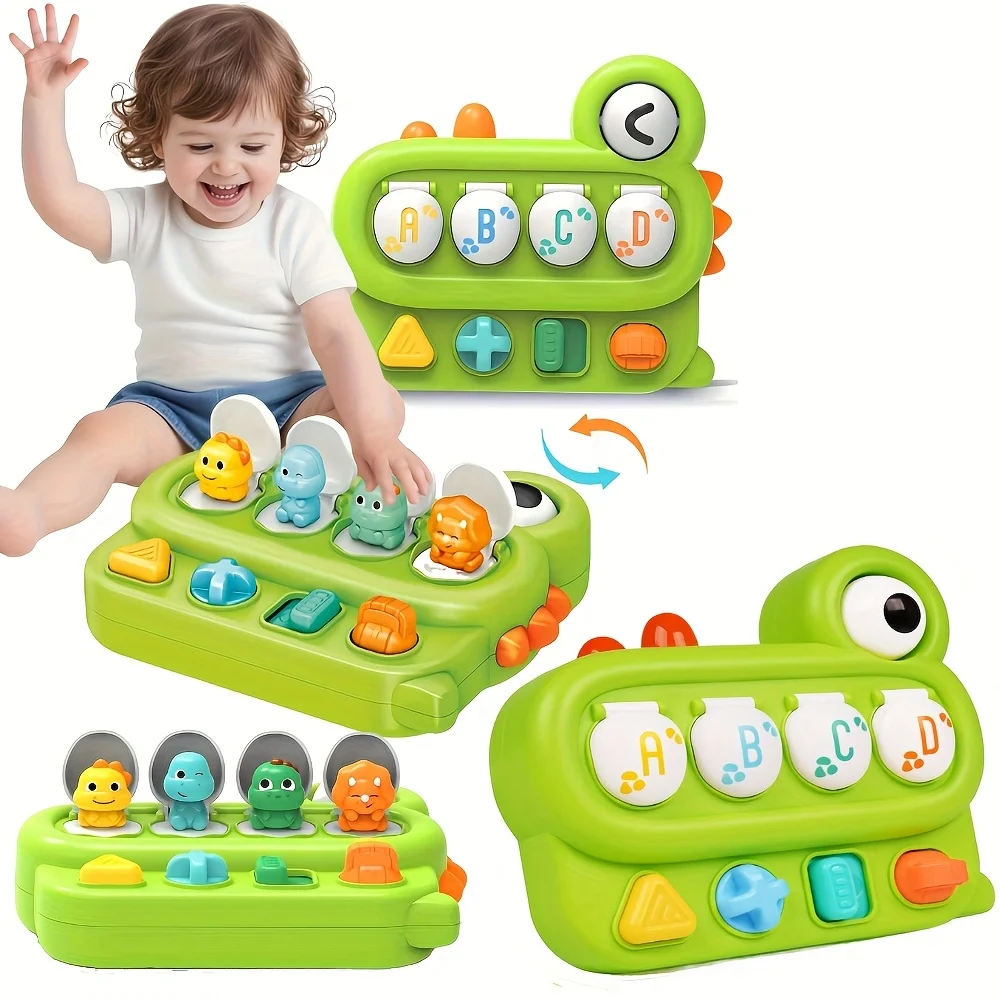 Green Dinosaur Peekaboo Puzzle Box - Interactive Educational Toy , for Toddlers & Youngsters - Halloween & Christmas Gift