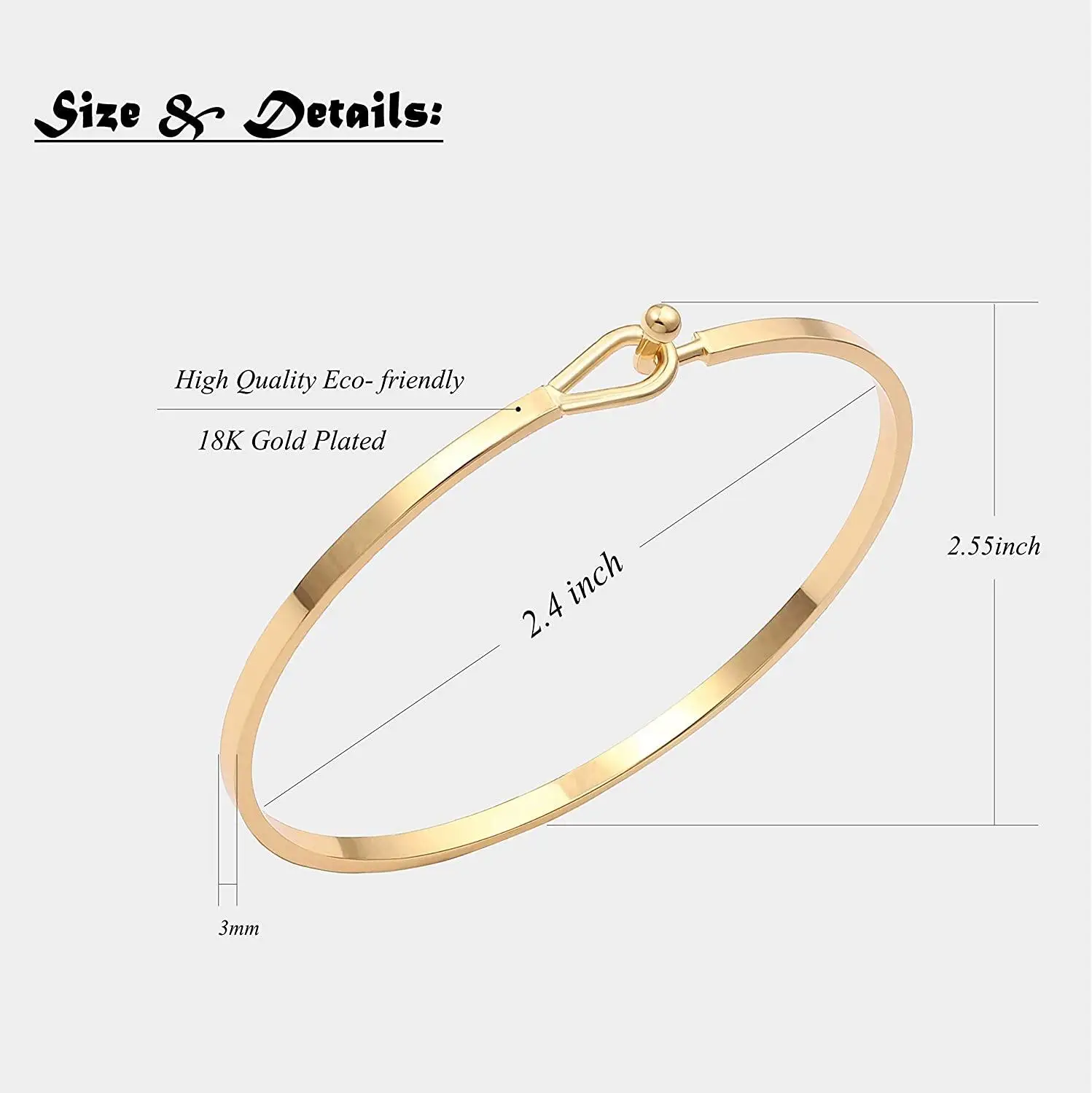 Bracelet for Women Simple Delicate Thin Cuff Bangle Hook Bracelet Handmade Minimalist Jewelry