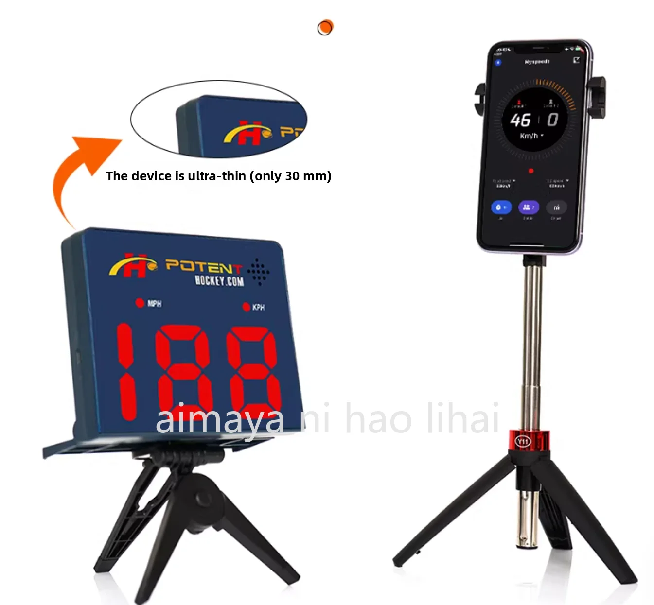 New DESIGN Speed Radar Gun 2.0 w. App Support (iOS) - Measure Shot Speed for Hockey, Baseball, Tennis, Golf