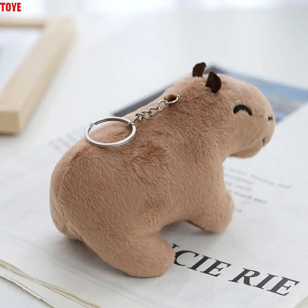 Reallilfe Capybara Capybara Plush Keychain Brown Cartoon Stuffed Animals Keyring Khaki 12cm Capybara Plush Keyring Small Gift