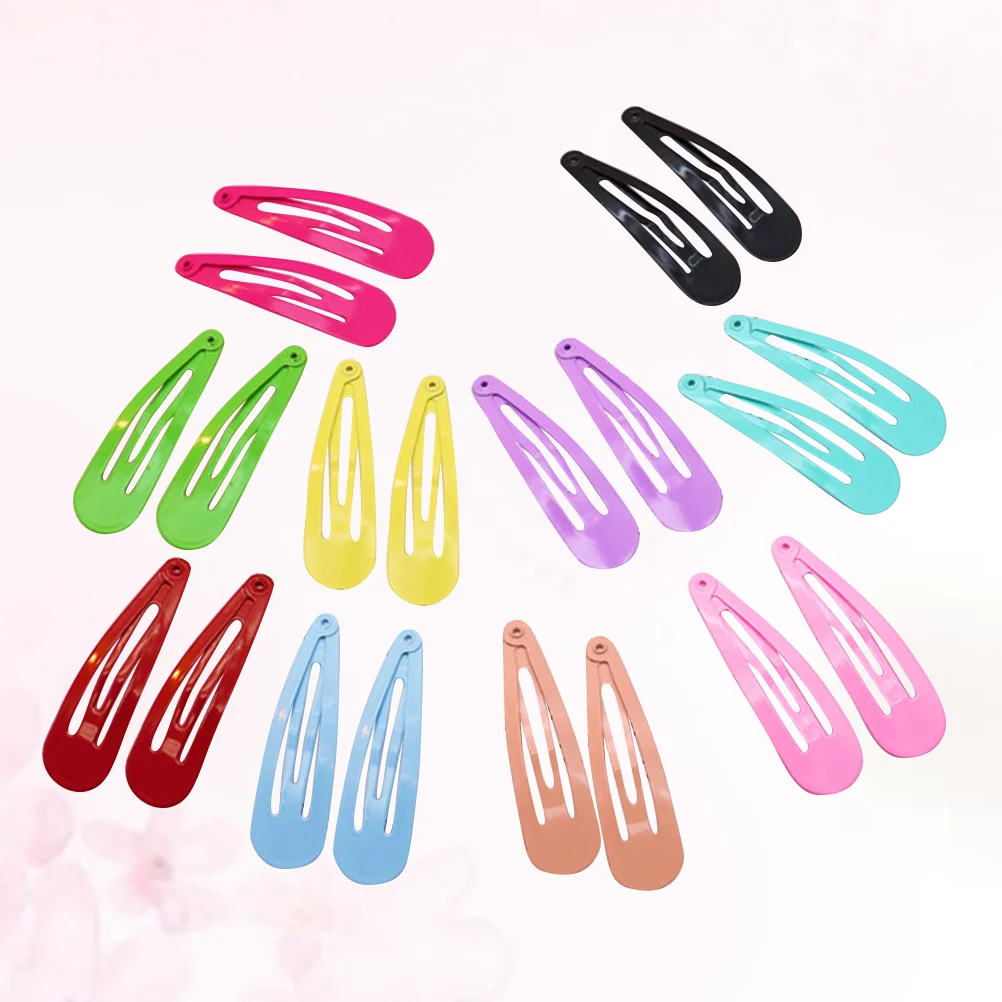 

50 Pcs Kids Barrettes Pure Color Hair Pin Clips for Girls Snap Hairpins Drop Shape