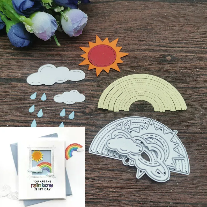 Rainbow Sun Metal cutting dies mold Round hole label tag Scrapbook paper craft knife mould blade punch stencils dies