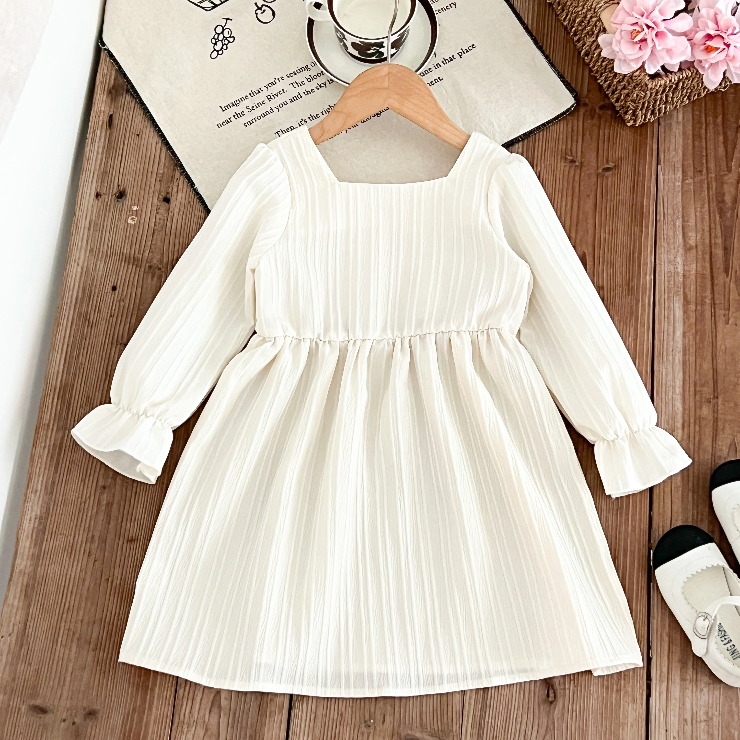 Humor Bear Korean Style Girls Dress Embroidery Long Sleeves Check Dress for Kids Girl Casual Outdoor Dress