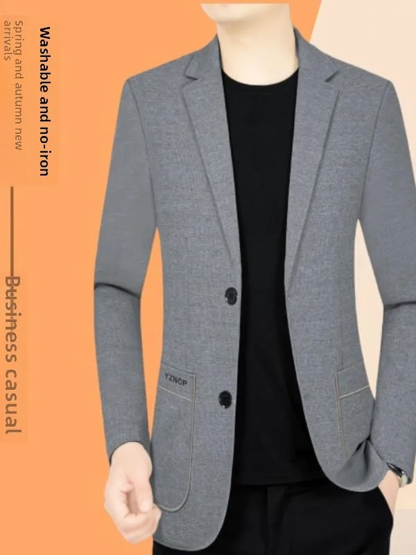 

Business Casual Men's Suit Jacket Standard Fit Fashion Urban Style Long Sleeve Polyester Nylon Blend No Iron Treatment
