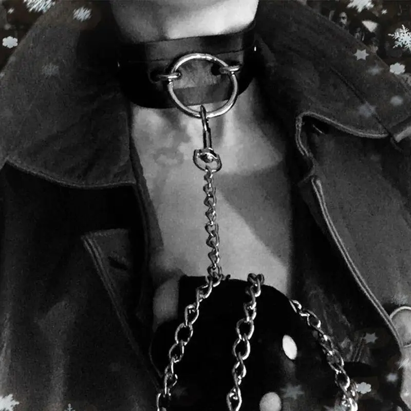 نساء بانك فو فو قلادة قلادة قلادة O-Ring Twilar مع مقود السلسلة