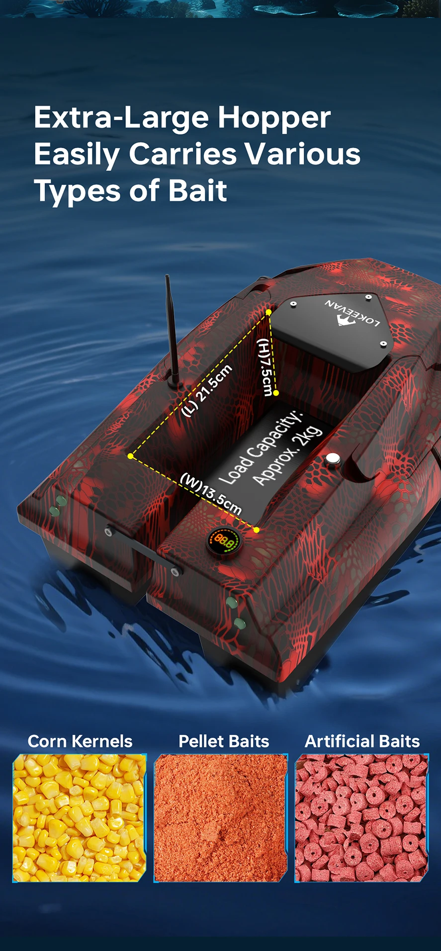 D50E GPS-Köderboot 15600 MAH*2, mit Sonarsonde – Wassertiefe und Temperatur, GPS + Beidou Dual-Positionierungssystem Angelboot – Detail 6