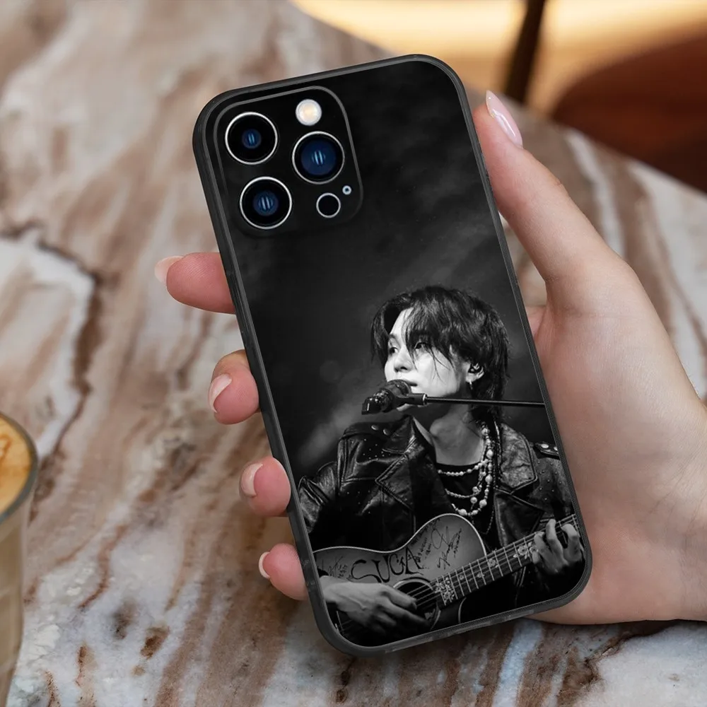 A-Agust D Yoongi S-Suga Phone Case For iPhone 16,15,14,13,12,11,Pro,X,XS,Max,XR,Plus,Mini Silicone Black Shockproof TPU