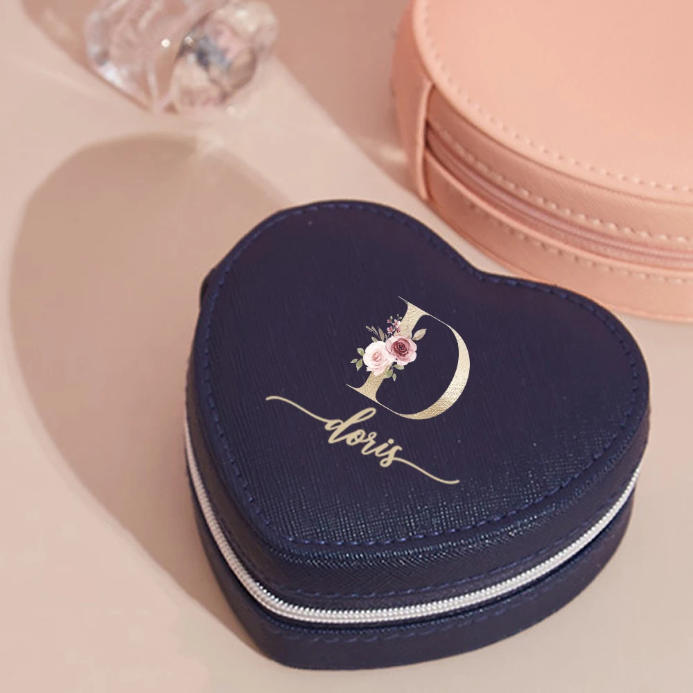 custom heart shaped jewellery organizer box leather jewellery box necklace ring earring storage heart shaped jewelry box