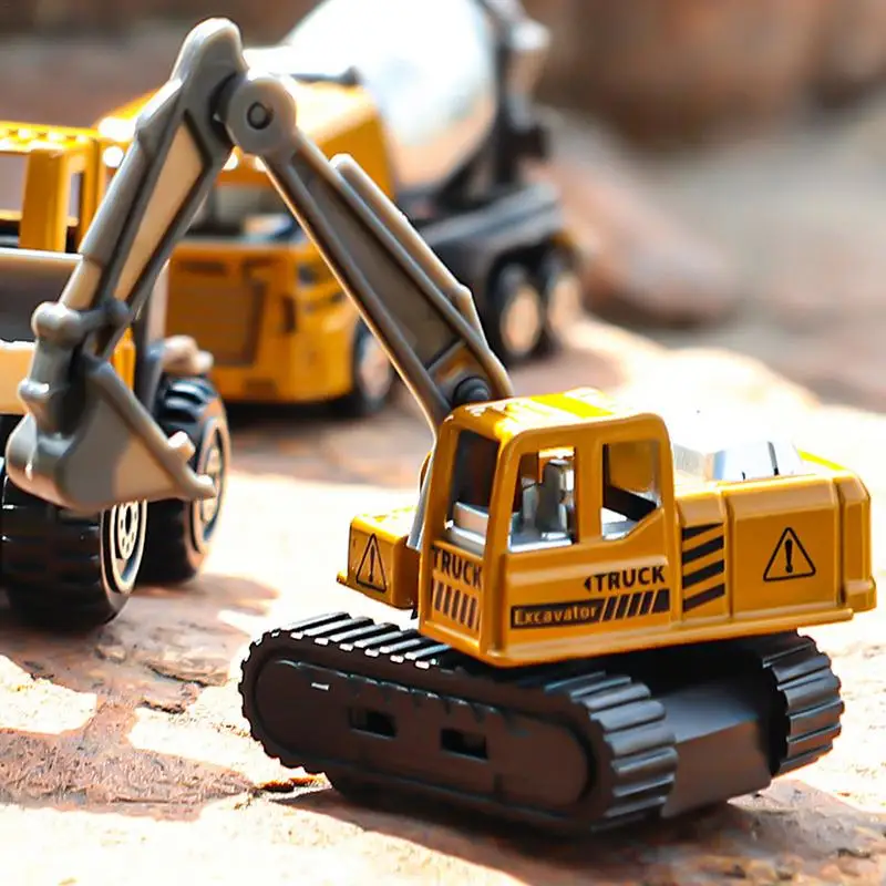 1pc Vehicle Engineering Models Cars Excavator Crane Bulldozer Roller Kids Car Toys For Boys Random Style