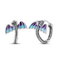 925 Sterling Silver Exquisite Blue Purple Dragon Earrings Jewelry Versatile Hoop Earrings For Women Jewelry Birthday Party Gifts